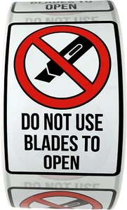 Do Not Use Blades To Open Labels | 2 x 3" Inch | 500 on a Roll - Picture 1 of 3