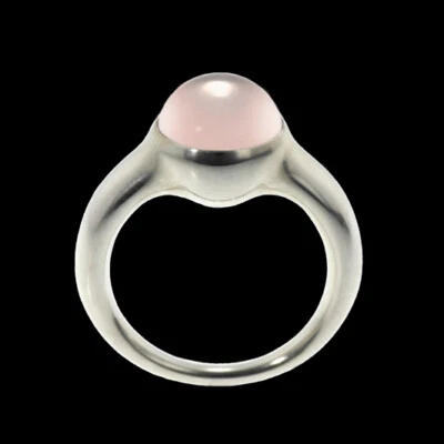 Anel de prata Georg Jensen # 453 DROPLET com quartzo rosa - Imagem 1 de 4