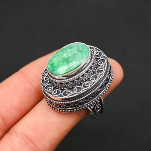 Anello gioiello argento sterling 925 fatto a mano pietra preziosa quarzo verde regalo per lei - Foto 1 di 4