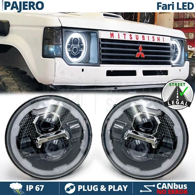 FARI Full LED Per MITSUBISHI PAJERO MK1 Luce Bianca 6500K Angel Eyes OMOLOGATI - Immagine 1 di 4