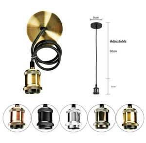 E27 Screw Bulb Socket 3FT DIY Vintage Lamp Holder Retro Vintage Pendant Adapter - Picture 1 of 20