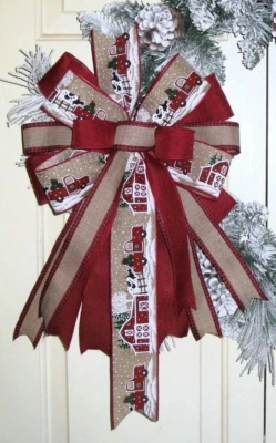 CINTA CABLEADA ARCO NAVIDAD GRANERO/VACAS ROJO 10" para LINTERNA CORONA PUERTA # 154 rb Foto 1 de 4