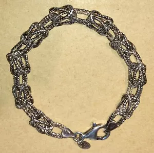Italian Diamonique Knotted Byzantine Chain Sterling 925 Silver 8" Bracelet . - Picture 1 of 11