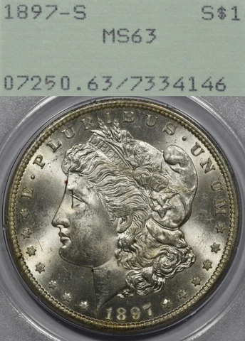 1897-S $1 PCGS MS63 Rattler OGH Morgan Silver Dollar Cover