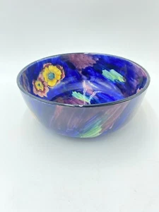 H & K Tunstall Bowl Cobalto con Flores Hecho en Inglaterra #4746 - Imagen 1 de 8