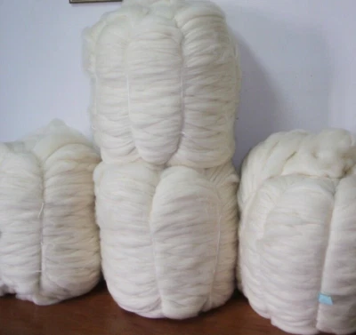 30 lbs White Merino WOOL ROVING BULK Natural Undyed Felting Spinning Chunky Yarn - Image 1 of 4