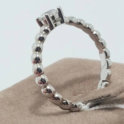 Anello argento 925 rodiato donna solitario con zircone brillante gambo semisfere - Immagine 1 di 4