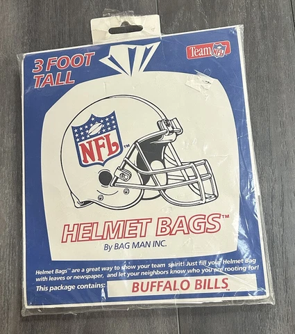 Vintage Buffalo Bills Helmet Bag. Retro 3 Foot Tall Lawn Leaf Bag. RARE New Cover