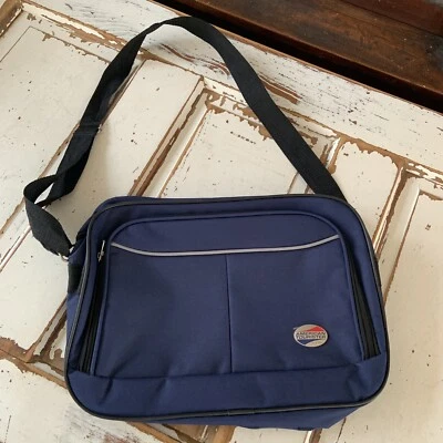 Bolsa de viagem American Tourister azul carteiro tiracolo lona - Imagem 1 de 4