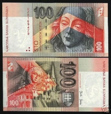 SLOVAKIA 100 KORUN P-44 2004 PRE EURO MADONNA UNC MONEY BILL EUROPEAN BANK NOTE - Image 1 of 4