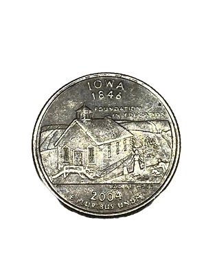 IOWA 2004 D QUARTER RARE COLOR ERROR CLAD LAYER MISS DARK OBSERVED REVERSE EF - Image 1 of 4