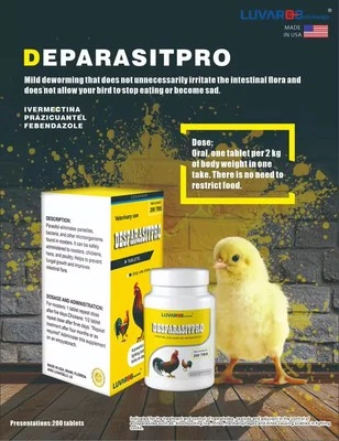 LUVAROBPHARMA DEWORMER FOR ROOSTER DESPARASITPRO 200 TAB X 6! PARA GALLO FINO