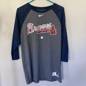 Nike Men’s Atlanta Braves 3/4 Sleeve Raglan Shirt; Size L - Picture 1 of 7