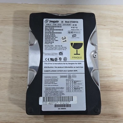 Seagate U6 40GB Internal 5400RPM 3.5" (ST340810A) HDD - Image 1 of 2