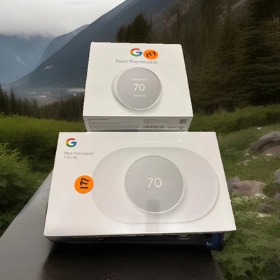 Google Nest Smart Thermostat 4th Generation Snow G4CVZ-US New -With Trim Kit - Image 1 of 4