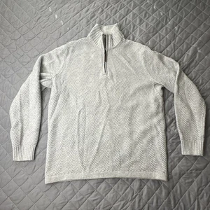 Suéter tejido L Duluth Trading Co. para hombre verde militar mezcla de algodón 1/4 cremallera - Imagen 1 de 6