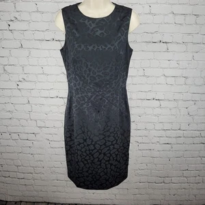 Vestido Jay Godfrey Negro Leopardo Sin Mangas Elástico Forrado Hasta la Rodilla 10 - Imagen 1 de 10