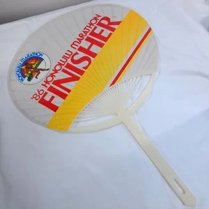 Honolulu Marathon Finisher Souvenir Hand Fan 1986 Japan air Lines Vintage Hawaii - Picture 1 of 10