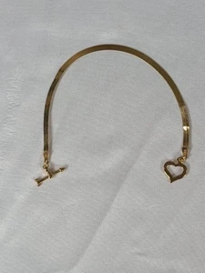Seltenes gelbes 14k Italien Gold Fischgrät Armband mit Pfeil durch Herzverschluss DCI - Bild 1 von 8