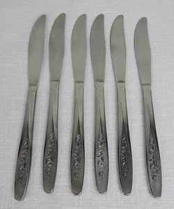 IS International Silver Radiant Rose Stainless Knives Set Of 6 Floral - Picture 1 of 4
