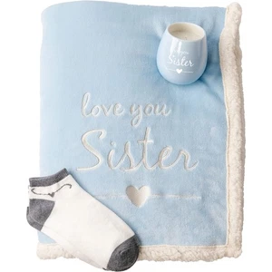 Love You Sister Sherpa Lined Royal Plush Blanket Gift Set 42 x 50 Inch - Picture 1 of 6
