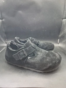 Birkenstock London Shearling Black Suede Flat Shoes Size 5 U K EUR 37 RRP £170 - Picture 1 of 7