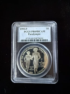 1995-P Paralympic Runner Commemorative Silver Dollar PCGS PR69 - Image 1 of 2