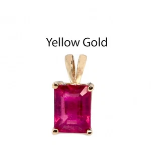 Madagascar Ruby Emerald Cut 8x6mm, 2.08 Carat Pendant In 14k Yellow Gold (53546) - Picture 1 of 4