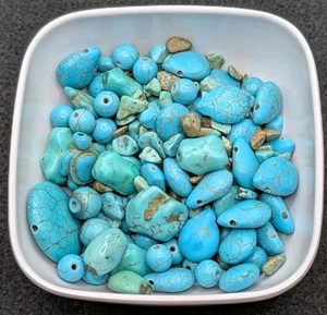 5oz Mystery Bead Soup Bag: Mix Blue Stone DIY Craft Jewelry Beading - B - Picture 1 of 10