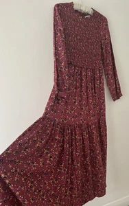 Patrons Of Peace Dress Women's Floral Long Shirred Bodice Tiered Size L - Picture 1 of 12
