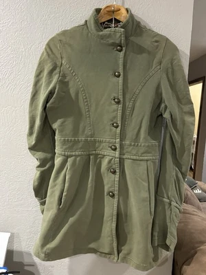 Chaqueta larga para mujer Matilda Jane verde oliva salvia abrigo abotonado talla mediana Foto 1 de 4