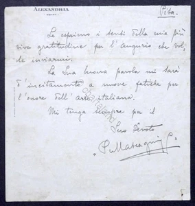 Biglietto con autografo del compositore Pietro Mascagni - anni '20 - Foto 1 di 1