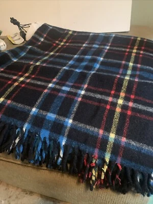 Vtg Rustic Cabin Cozy Cottagecore Throw Blanket Plaid Fringe 51” X 53” - Image 1 of 3