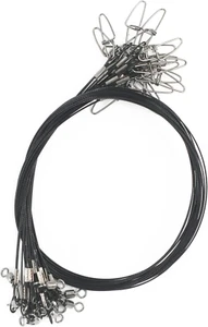 20pcs Heavy Duty Fishing Leaders: 19" Stainless Steel Wire Leaders Black with sn - Picture 1 of 6