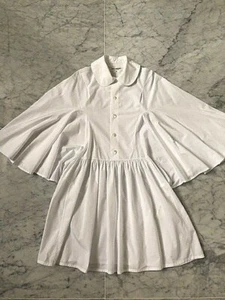 JUNYA WATANABE/COMME DES GARCONS VESTIDO BLANCO DE ALGODÓN MANGAS CAPA - SZ XS - Imagen 1 de 12