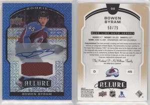 2020-21 Upper Deck Allure Blue Line Jerseys /75 Bowen Byram #98 Rookie Auto RC