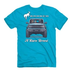 Ford Bronco Rare Breed Graphic Cotton T-Shirt Caribbean Blue Official Licensed - Picture 1 of 10