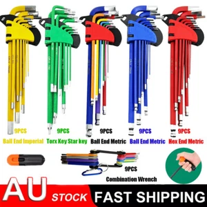54 PCS EXTRA LONG ARM WRENCH ALLEN KEY HEX SET METRIC + IMPERIAL + TORX KEY - Picture 1 of 15