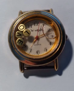 Love Le Watch Wristwatch Heart Themed Gold Tone RUNS B27#838 - Picture 1 of 5