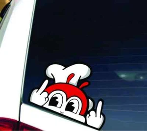 Jollibee middle finger Peeking anime cartoon Peekers Bumper Window Vinyl Decal - Picture 1 of 4