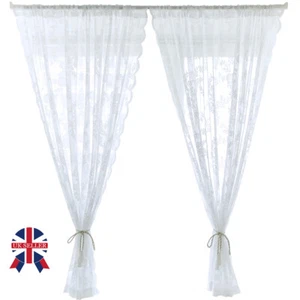 Pair (2 Panels) Voile Curtains Panel sheer Lucy Slot Top Plain Curtain Voile Net - Picture 1 of 14