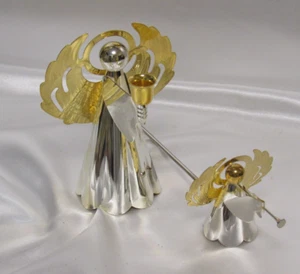 Vintage Brass Silver Plated Angel Candle Holder with Matching Snuffer - Picture 1 of 14