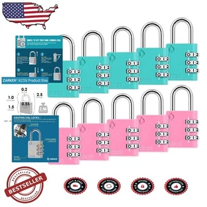 Versatile 3-Digit Resettable Padlock Set for Gym, Fence & Storage - 10-Pack - Picture 1 of 7