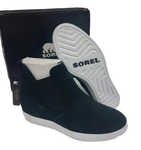 Sorel Mujer Out N About Sin Cordones Cuña Negro Gamuza Botines Tenis Talla 9.5 - Imagen 1 de 4