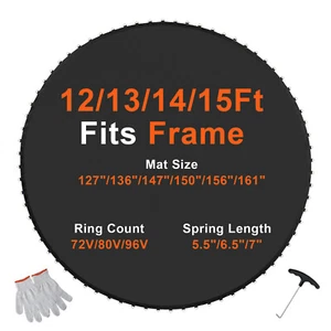 VEVOR Replacement Trampoline Mat Fits 12ft Frame 72 V-Rings 5.5" Spring Length - Picture 1 of 12