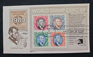 USA - First Day Of Issue - World Stamp Exposition 1989 - Miniature Sheet - Picture 1 of 3