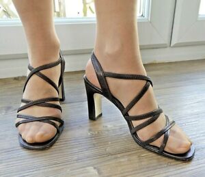 'Roberta Vianni' Sling Back Leather Strap Sandals in Dark Bronze Colour. Size 37