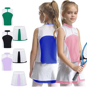Kid Girls Outfit Golf Athletic Letter Print Tops With Skirt Trunks Sport Set - Picture 1 of 63