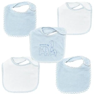 Baby Terry Bibs 5 Pack Boys Girls Feeding Dribble Adjustable Baby Bibs - Picture 1 of 13