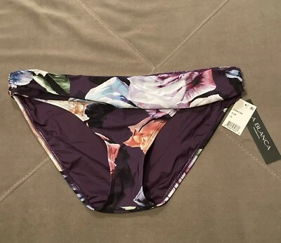 La Blanca Women's Banded Hipster Bikini Swimsuit Bottom Size 14 Plum Floral - Image 1 of 4